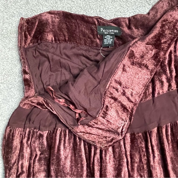 Persaman New York Crushed Velvet Peasant Skirt Brown w/ Sequins Size 10 - Picture 6 of 7
